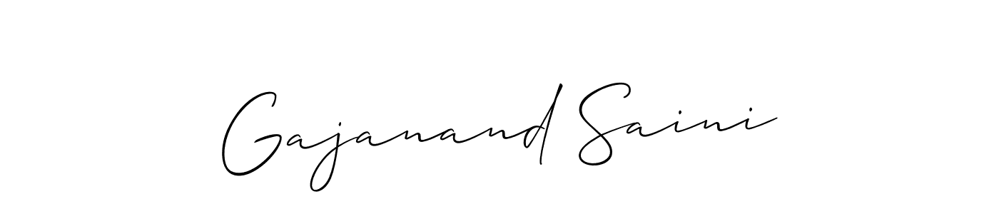 The best way (Allison_Script) to make a short signature is to pick only two or three words in your name. The name Gajanand Saini include a total of six letters. For converting this name. Gajanand Saini signature style 2 images and pictures png