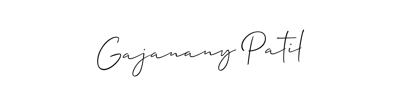 Allison_Script is a professional signature style that is perfect for those who want to add a touch of class to their signature. It is also a great choice for those who want to make their signature more unique. Get Gajanany Patil name to fancy signature for free. Gajanany Patil signature style 2 images and pictures png