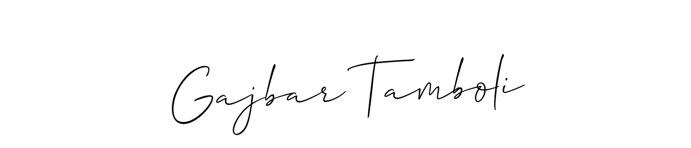 The best way (Allison_Script) to make a short signature is to pick only two or three words in your name. The name Gajbar Tamboli include a total of six letters. For converting this name. Gajbar Tamboli signature style 2 images and pictures png