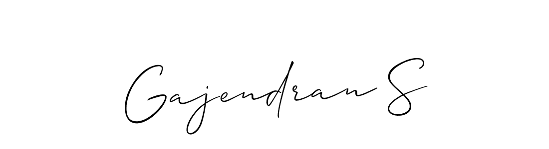 if you are searching for the best signature style for your name Gajendran S. so please give up your signature search. here we have designed multiple signature styles  using Allison_Script. Gajendran S signature style 2 images and pictures png