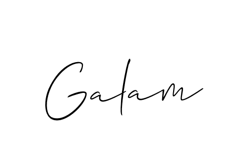 Use a signature maker to create a handwritten signature online. With this signature software, you can design (Allison_Script) your own signature for name Galam. Galam signature style 2 images and pictures png