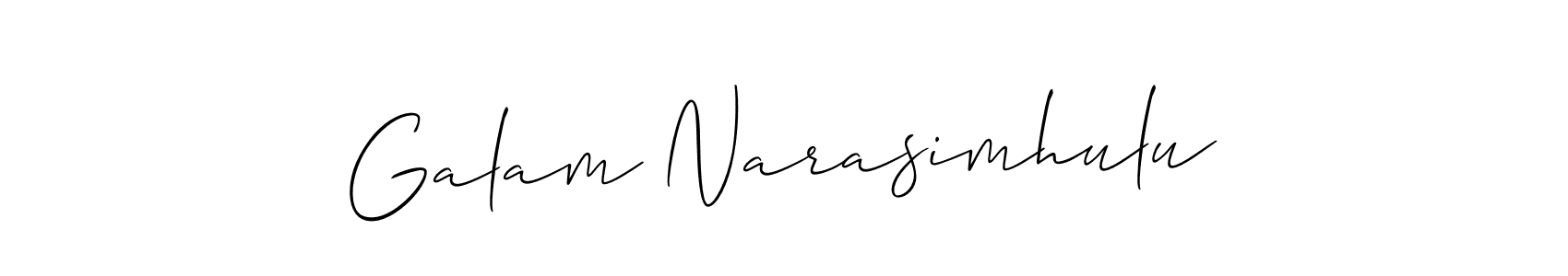 Similarly Allison_Script is the best handwritten signature design. Signature creator online .You can use it as an online autograph creator for name Galam Narasimhulu. Galam Narasimhulu signature style 2 images and pictures png