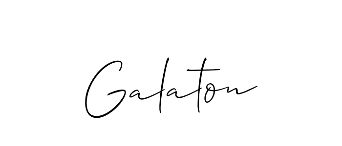 Allison_Script is a professional signature style that is perfect for those who want to add a touch of class to their signature. It is also a great choice for those who want to make their signature more unique. Get Galaton name to fancy signature for free. Galaton signature style 2 images and pictures png