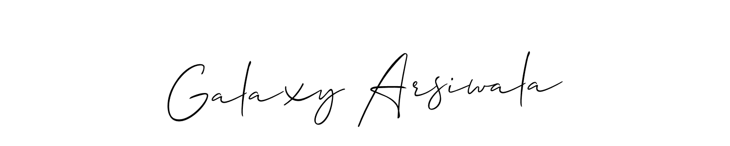 Also we have Galaxy Arsiwala name is the best signature style. Create professional handwritten signature collection using Allison_Script autograph style. Galaxy Arsiwala signature style 2 images and pictures png