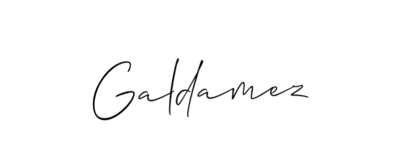 Use a signature maker to create a handwritten signature online. With this signature software, you can design (Allison_Script) your own signature for name Galdamez. Galdamez signature style 2 images and pictures png