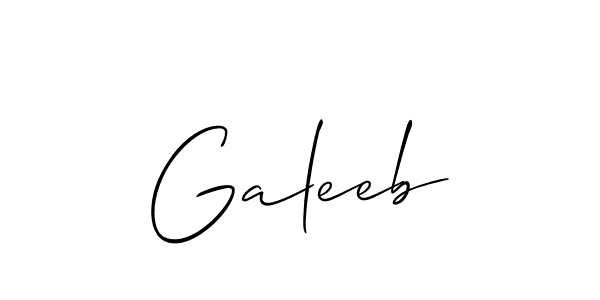 Allison_Script is a professional signature style that is perfect for those who want to add a touch of class to their signature. It is also a great choice for those who want to make their signature more unique. Get Galeeb name to fancy signature for free. Galeeb signature style 2 images and pictures png
