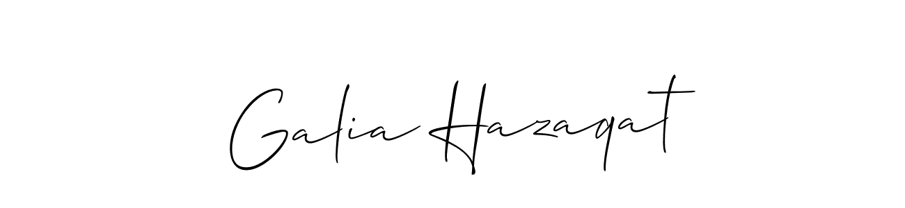 Allison_Script is a professional signature style that is perfect for those who want to add a touch of class to their signature. It is also a great choice for those who want to make their signature more unique. Get Galia Hazaqat name to fancy signature for free. Galia Hazaqat signature style 2 images and pictures png