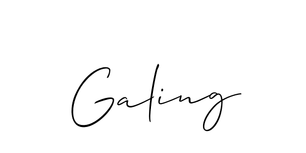 Similarly Allison_Script is the best handwritten signature design. Signature creator online .You can use it as an online autograph creator for name Galing. Galing signature style 2 images and pictures png