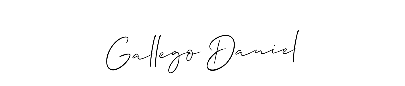 Allison_Script is a professional signature style that is perfect for those who want to add a touch of class to their signature. It is also a great choice for those who want to make their signature more unique. Get Gallego Daniel name to fancy signature for free. Gallego Daniel signature style 2 images and pictures png