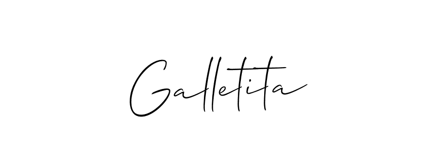 Allison_Script is a professional signature style that is perfect for those who want to add a touch of class to their signature. It is also a great choice for those who want to make their signature more unique. Get Galletita name to fancy signature for free. Galletita signature style 2 images and pictures png