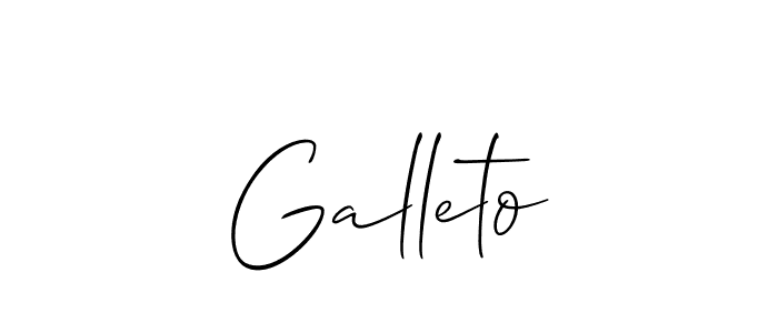 Use a signature maker to create a handwritten signature online. With this signature software, you can design (Allison_Script) your own signature for name Galleto. Galleto signature style 2 images and pictures png