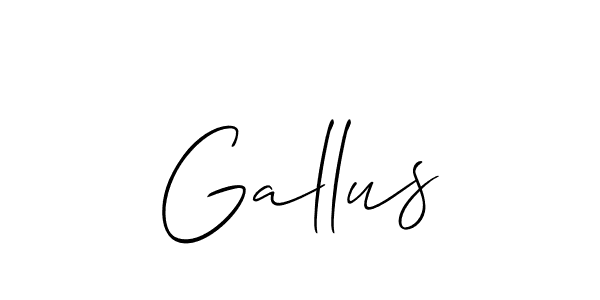 Make a beautiful signature design for name Gallus. With this signature (Allison_Script) style, you can create a handwritten signature for free. Gallus signature style 2 images and pictures png