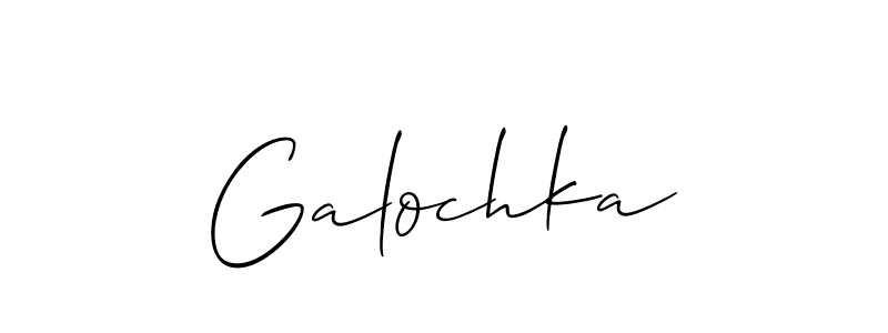 Use a signature maker to create a handwritten signature online. With this signature software, you can design (Allison_Script) your own signature for name Galochka. Galochka signature style 2 images and pictures png