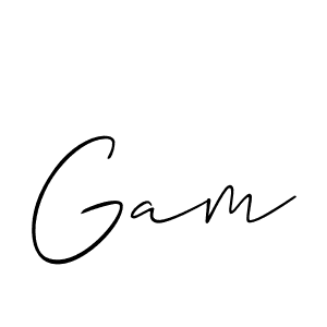 Use a signature maker to create a handwritten signature online. With this signature software, you can design (Allison_Script) your own signature for name Gam. Gam signature style 2 images and pictures png