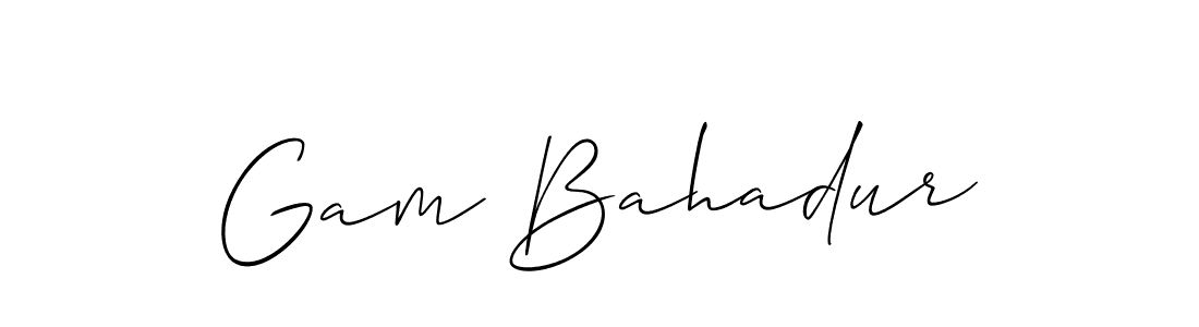 if you are searching for the best signature style for your name Gam Bahadur. so please give up your signature search. here we have designed multiple signature styles  using Allison_Script. Gam Bahadur signature style 2 images and pictures png