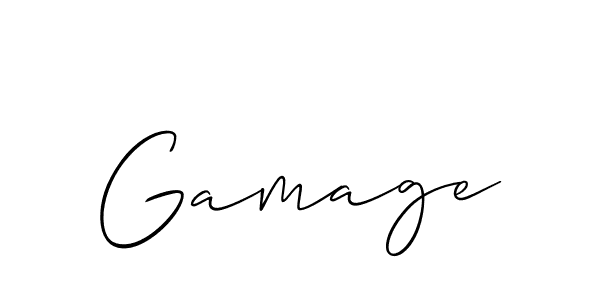 It looks lik you need a new signature style for name Gamage. Design unique handwritten (Allison_Script) signature with our free signature maker in just a few clicks. Gamage signature style 2 images and pictures png