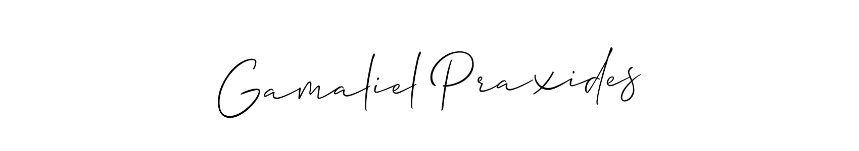 Gamaliel Praxides stylish signature style. Best Handwritten Sign (Allison_Script) for my name. Handwritten Signature Collection Ideas for my name Gamaliel Praxides. Gamaliel Praxides signature style 2 images and pictures png