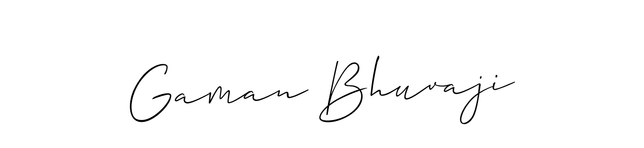 The best way (Allison_Script) to make a short signature is to pick only two or three words in your name. The name Gaman Bhuvaji include a total of six letters. For converting this name. Gaman Bhuvaji signature style 2 images and pictures png