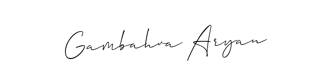 Gambahva Aryan stylish signature style. Best Handwritten Sign (Allison_Script) for my name. Handwritten Signature Collection Ideas for my name Gambahva Aryan. Gambahva Aryan signature style 2 images and pictures png
