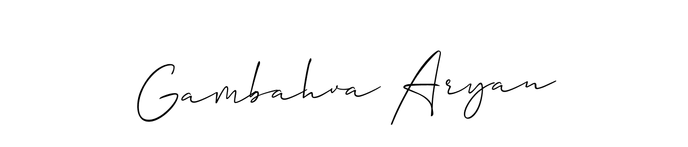 You should practise on your own different ways (Allison_Script) to write your name (Gambahva Aryan) in signature. don't let someone else do it for you. Gambahva Aryan signature style 2 images and pictures png