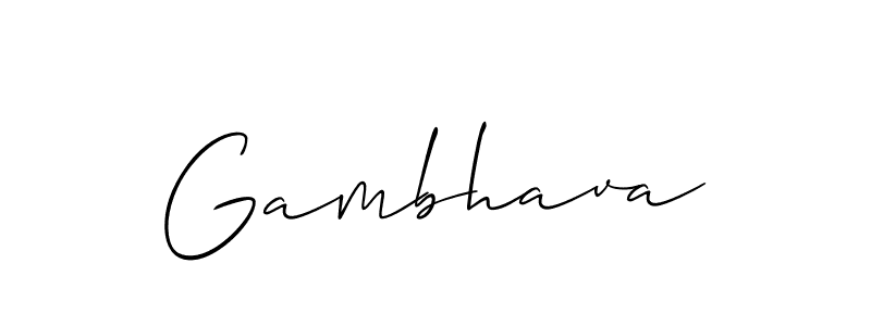 Make a beautiful signature design for name Gambhava. With this signature (Allison_Script) style, you can create a handwritten signature for free. Gambhava signature style 2 images and pictures png