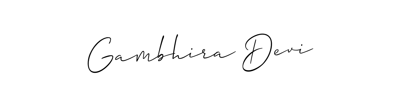 Also You can easily find your signature by using the search form. We will create Gambhira Devi name handwritten signature images for you free of cost using Allison_Script sign style. Gambhira Devi signature style 2 images and pictures png