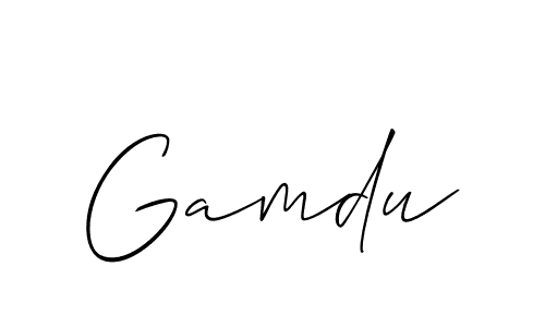 Make a beautiful signature design for name Gamdu. With this signature (Allison_Script) style, you can create a handwritten signature for free. Gamdu signature style 2 images and pictures png
