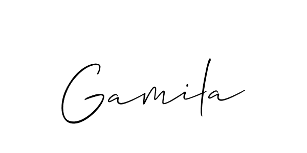 if you are searching for the best signature style for your name Gamila. so please give up your signature search. here we have designed multiple signature styles  using Allison_Script. Gamila signature style 2 images and pictures png