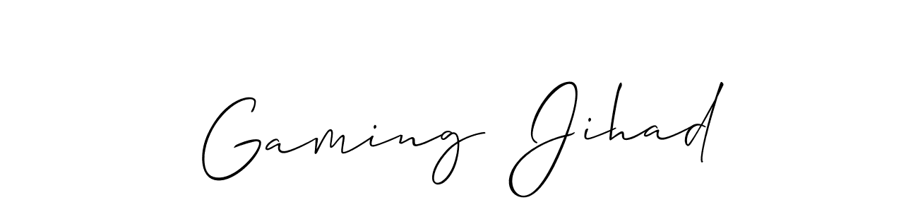 Allison_Script is a professional signature style that is perfect for those who want to add a touch of class to their signature. It is also a great choice for those who want to make their signature more unique. Get Gaming  Jihad name to fancy signature for free. Gaming  Jihad signature style 2 images and pictures png