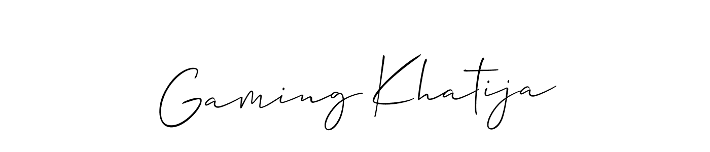 Similarly Allison_Script is the best handwritten signature design. Signature creator online .You can use it as an online autograph creator for name Gaming Khatija. Gaming Khatija signature style 2 images and pictures png