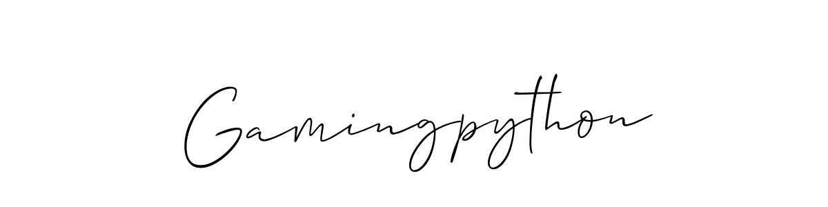 Design your own signature with our free online signature maker. With this signature software, you can create a handwritten (Allison_Script) signature for name Gamingpython. Gamingpython signature style 2 images and pictures png