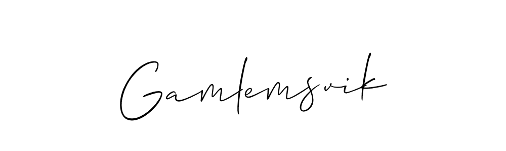 Use a signature maker to create a handwritten signature online. With this signature software, you can design (Allison_Script) your own signature for name Gamlemsvik. Gamlemsvik signature style 2 images and pictures png