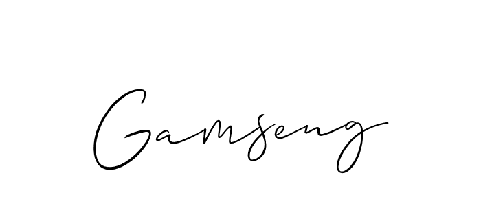 Allison_Script is a professional signature style that is perfect for those who want to add a touch of class to their signature. It is also a great choice for those who want to make their signature more unique. Get Gamseng name to fancy signature for free. Gamseng signature style 2 images and pictures png