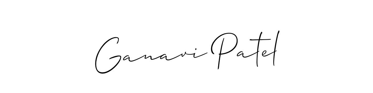 Make a beautiful signature design for name Ganavi Patel. With this signature (Allison_Script) style, you can create a handwritten signature for free. Ganavi Patel signature style 2 images and pictures png