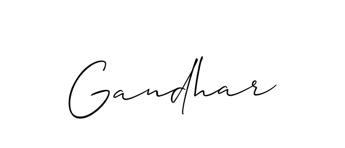 Make a beautiful signature design for name Gandhar. With this signature (Allison_Script) style, you can create a handwritten signature for free. Gandhar signature style 2 images and pictures png