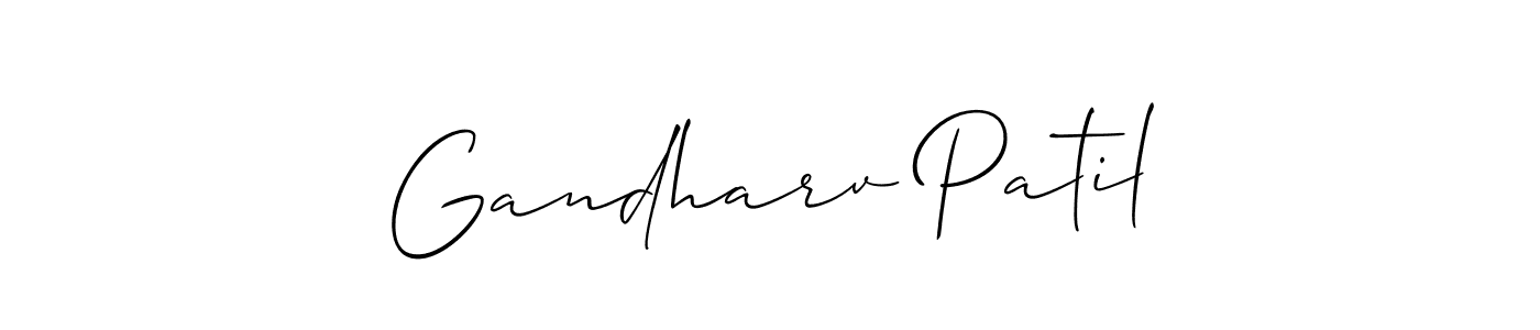 This is the best signature style for the Gandharv Patil name. Also you like these signature font (Allison_Script). Mix name signature. Gandharv Patil signature style 2 images and pictures png