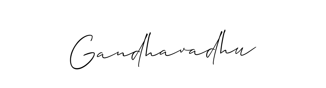 How to make Gandhavadhu signature? Allison_Script is a professional autograph style. Create handwritten signature for Gandhavadhu name. Gandhavadhu signature style 2 images and pictures png