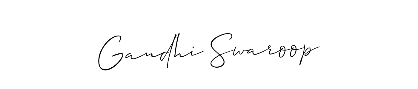 Create a beautiful signature design for name Gandhi Swaroop. With this signature (Allison_Script) fonts, you can make a handwritten signature for free. Gandhi Swaroop signature style 2 images and pictures png