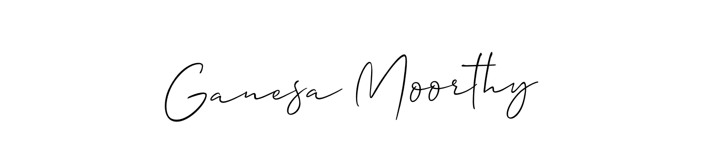 How to make Ganesa Moorthy name signature. Use Allison_Script style for creating short signs online. This is the latest handwritten sign. Ganesa Moorthy signature style 2 images and pictures png