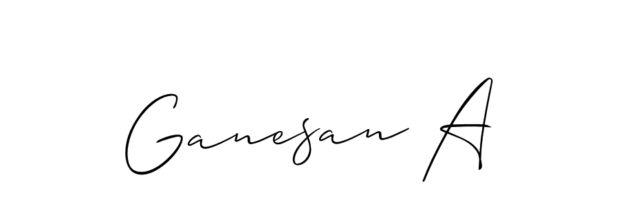 The best way (Allison_Script) to make a short signature is to pick only two or three words in your name. The name Ganesan A include a total of six letters. For converting this name. Ganesan A signature style 2 images and pictures png