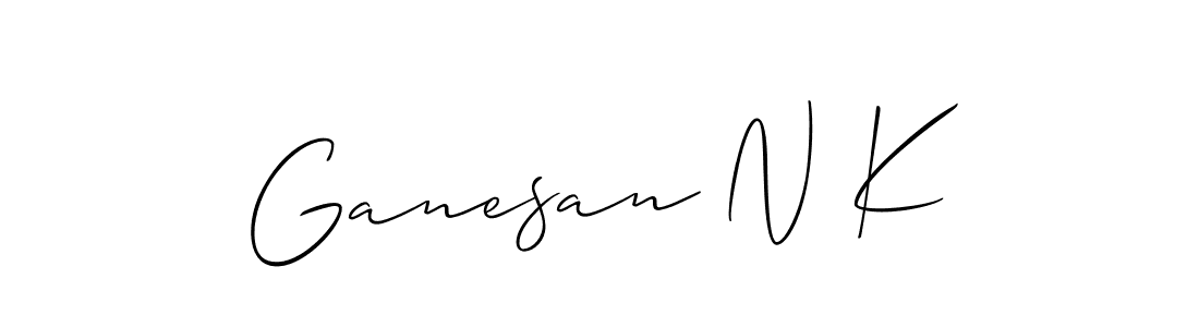 Create a beautiful signature design for name Ganesan N K. With this signature (Allison_Script) fonts, you can make a handwritten signature for free. Ganesan N K signature style 2 images and pictures png
