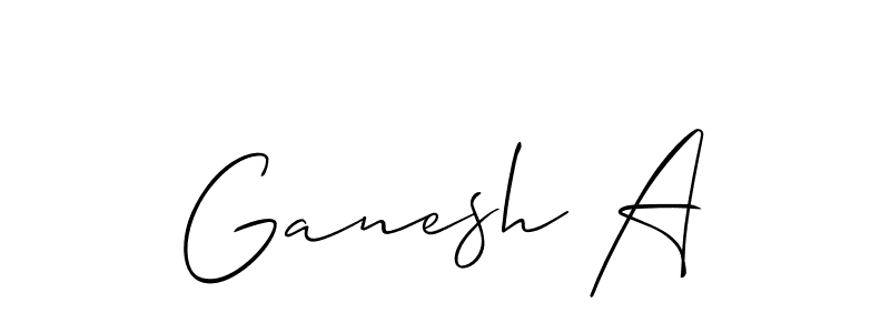 Use a signature maker to create a handwritten signature online. With this signature software, you can design (Allison_Script) your own signature for name Ganesh A. Ganesh A signature style 2 images and pictures png