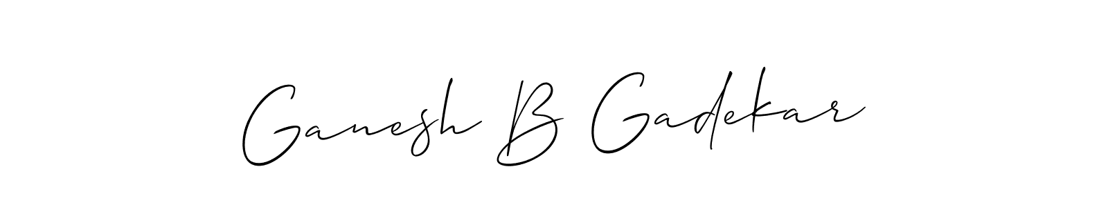 The best way (Allison_Script) to make a short signature is to pick only two or three words in your name. The name Ganesh B Gadekar include a total of six letters. For converting this name. Ganesh B Gadekar signature style 2 images and pictures png