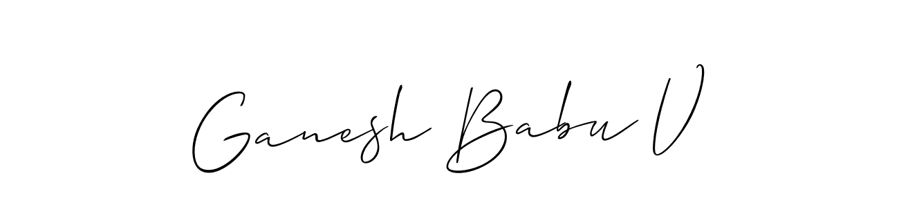 How to make Ganesh Babu V name signature. Use Allison_Script style for creating short signs online. This is the latest handwritten sign. Ganesh Babu V signature style 2 images and pictures png