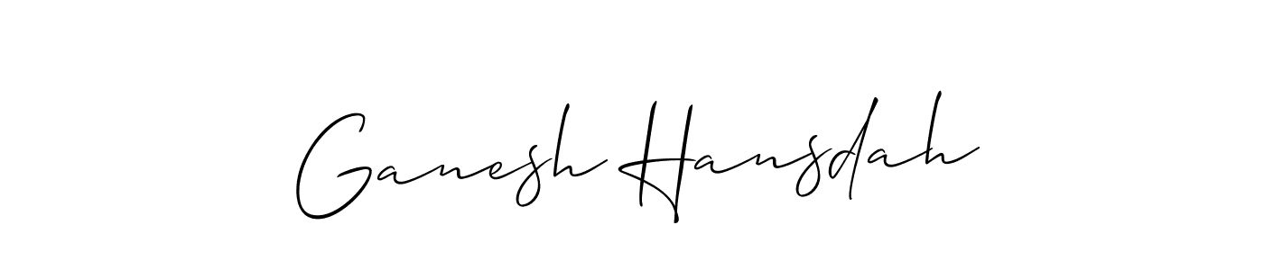 Make a beautiful signature design for name Ganesh Hansdah. With this signature (Allison_Script) style, you can create a handwritten signature for free. Ganesh Hansdah signature style 2 images and pictures png