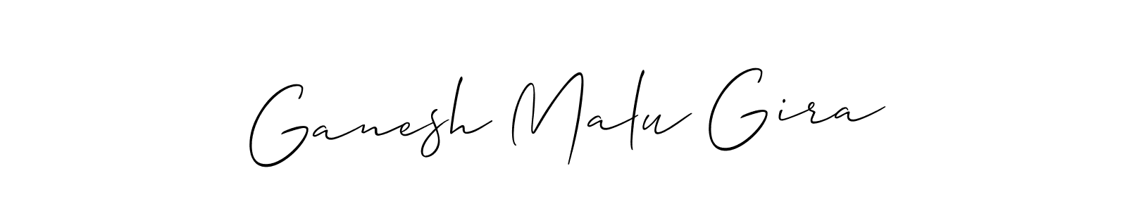 Allison_Script is a professional signature style that is perfect for those who want to add a touch of class to their signature. It is also a great choice for those who want to make their signature more unique. Get Ganesh Malu Gira name to fancy signature for free. Ganesh Malu Gira signature style 2 images and pictures png