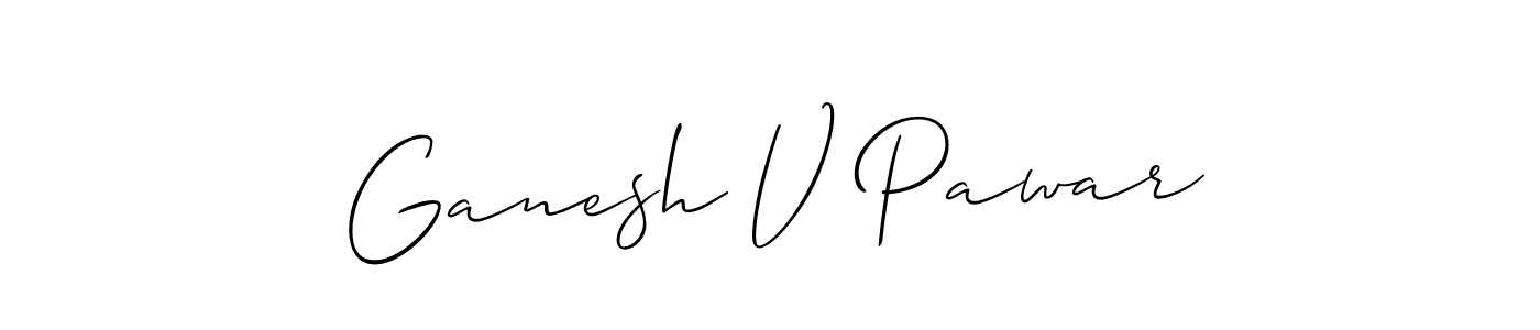 Allison_Script is a professional signature style that is perfect for those who want to add a touch of class to their signature. It is also a great choice for those who want to make their signature more unique. Get Ganesh V Pawar name to fancy signature for free. Ganesh V Pawar signature style 2 images and pictures png