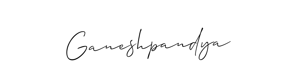 It looks lik you need a new signature style for name Ganeshpandya. Design unique handwritten (Allison_Script) signature with our free signature maker in just a few clicks. Ganeshpandya signature style 2 images and pictures png