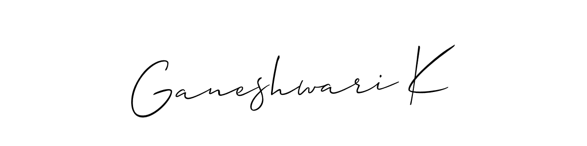 The best way (Allison_Script) to make a short signature is to pick only two or three words in your name. The name Ganeshwari K include a total of six letters. For converting this name. Ganeshwari K signature style 2 images and pictures png