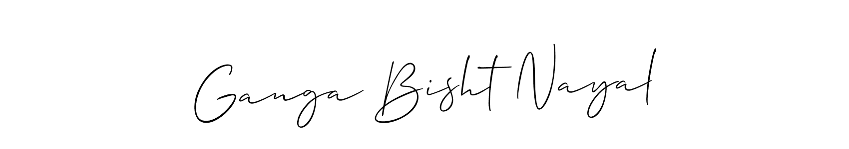 Make a short Ganga Bisht Nayal signature style. Manage your documents anywhere anytime using Allison_Script. Create and add eSignatures, submit forms, share and send files easily. Ganga Bisht Nayal signature style 2 images and pictures png